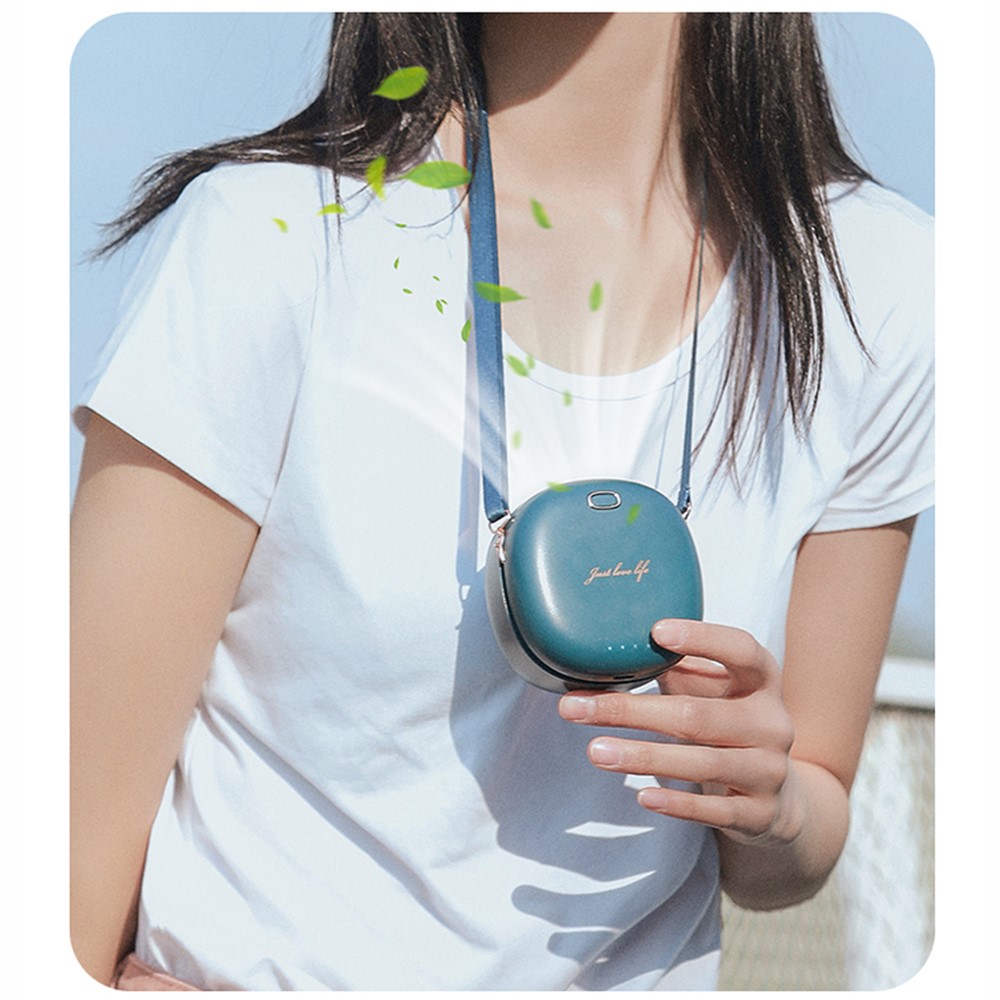 WT-F37 Hands Free Neck Hang Fan Rechargeable Portable Fan for Outdoor Camping Travel - Green-2