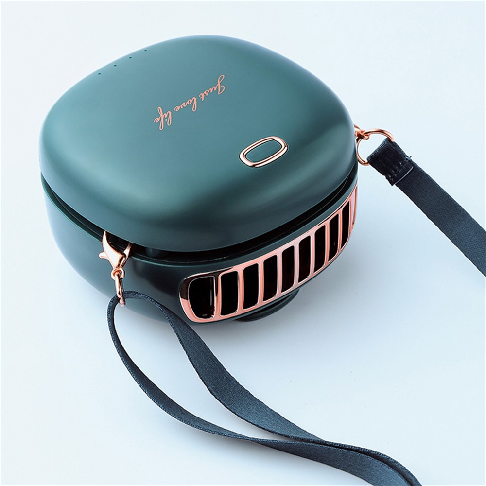 WT-F37 Hands Free Neck Hang Fan Rechargeable Portable Fan for Outdoor Camping Travel - Green-4