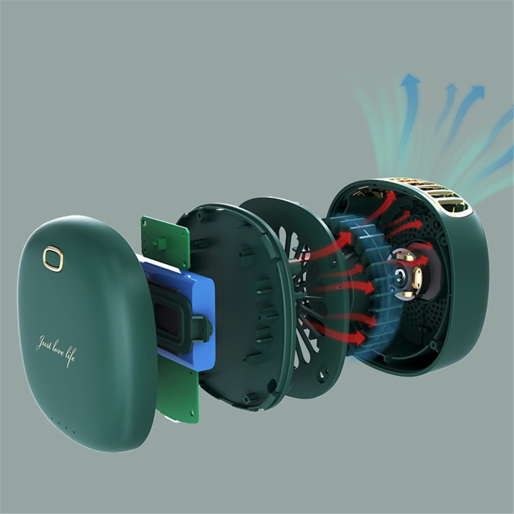 WT-F37 Hands Free Neck Hang Fan Rechargeable Portable Fan for Outdoor Camping Travel - Green-5