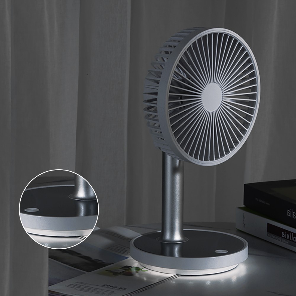 LJQ-117 Portable USB Rechargeable Desktop Fan with LED Light Adjustable Height - Blue-5