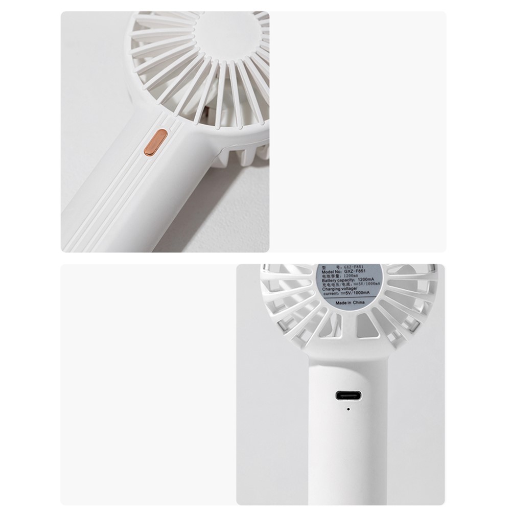 F851 Rechargeable Portable Handheld Neck Hanging Mini Fan for Office Dormitory - White-7