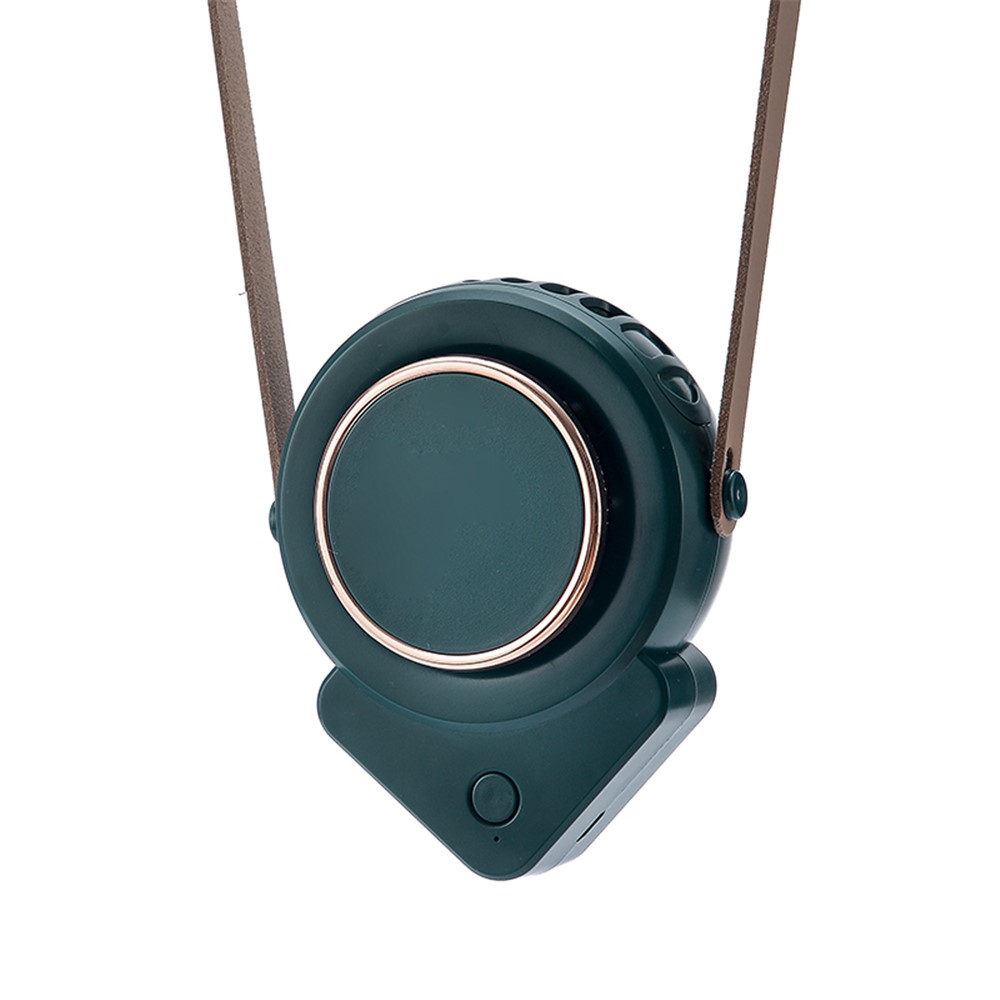 Portable USB Charging No Leaf Mini Cooling Fan Summer Hanging Neck Desktop Quiet Fan Cooler - Green-1