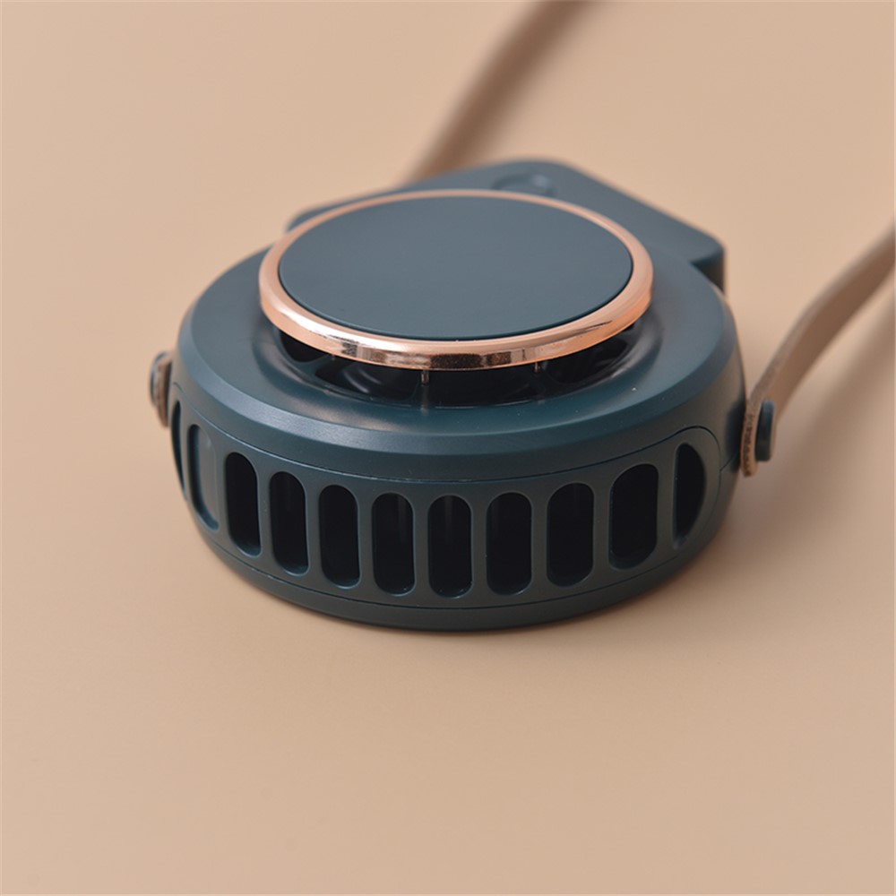 Portable USB Charging No Leaf Mini Cooling Fan Summer Hanging Neck Desktop Quiet Fan Cooler - Green-10