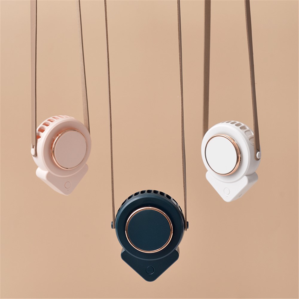 Portable USB Charging No Leaf Mini Cooling Fan Summer Hanging Neck Desktop Quiet Fan Cooler - Green-12