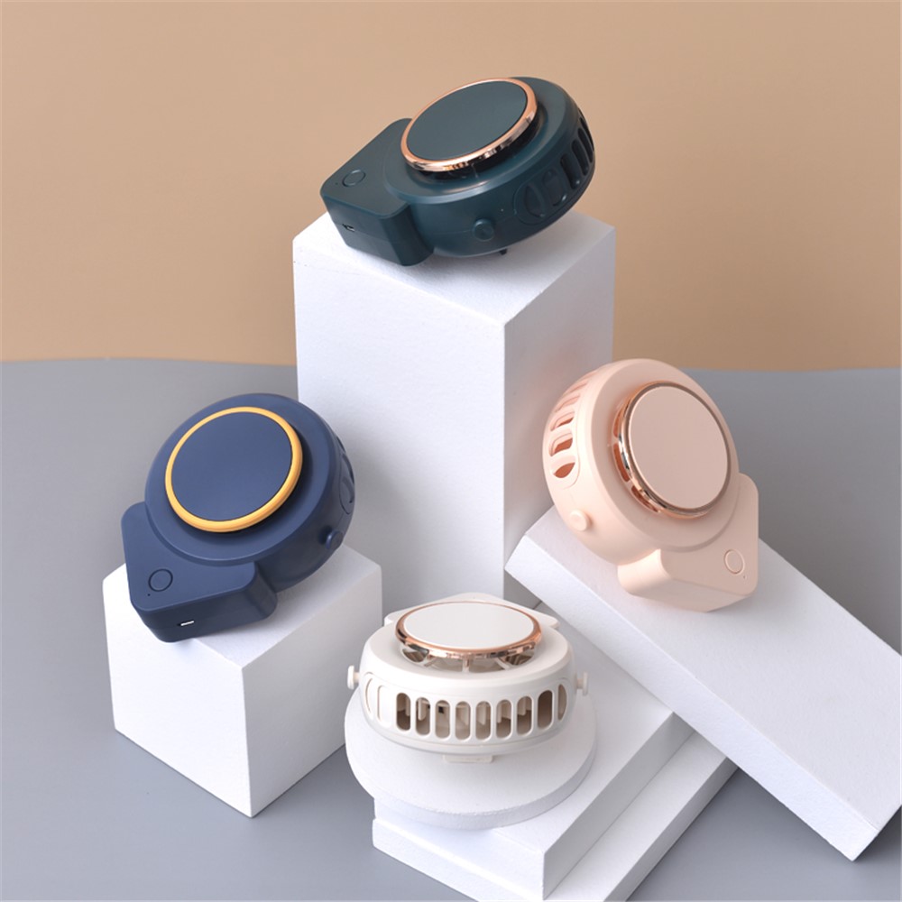 Portable USB Charging No Leaf Mini Cooling Fan Summer Hanging Neck Desktop Quiet Fan Cooler - Green-13