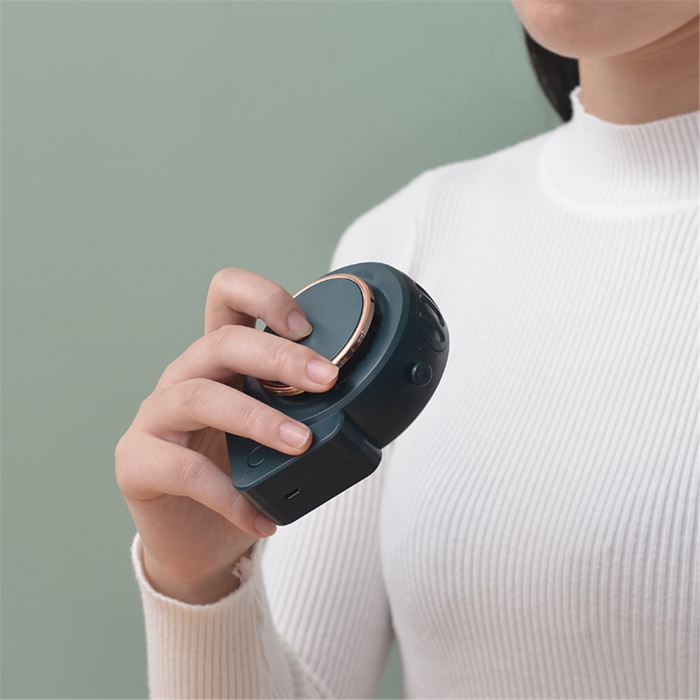 Portable USB Charging No Leaf Mini Cooling Fan Summer Hanging Neck Desktop Quiet Fan Cooler - Green-3
