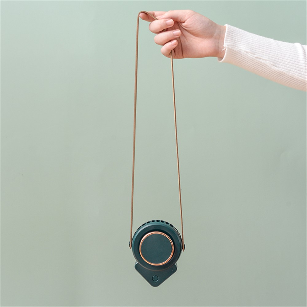 Portable USB Charging No Leaf Mini Cooling Fan Summer Hanging Neck Desktop Quiet Fan Cooler - Green-6