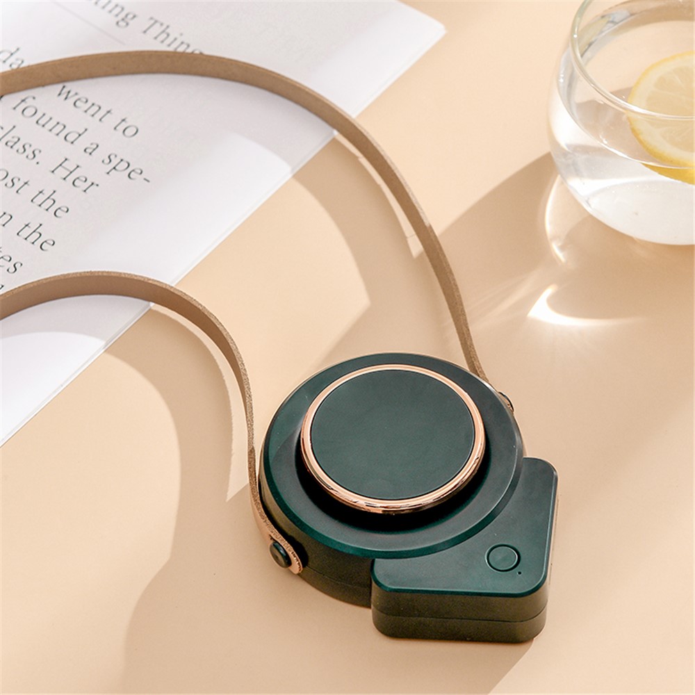 Portable USB Charging No Leaf Mini Cooling Fan Summer Hanging Neck Desktop Quiet Fan Cooler - Green-7