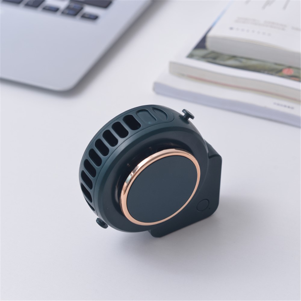Portable USB Charging No Leaf Mini Cooling Fan Summer Hanging Neck Desktop Quiet Fan Cooler - Green-8