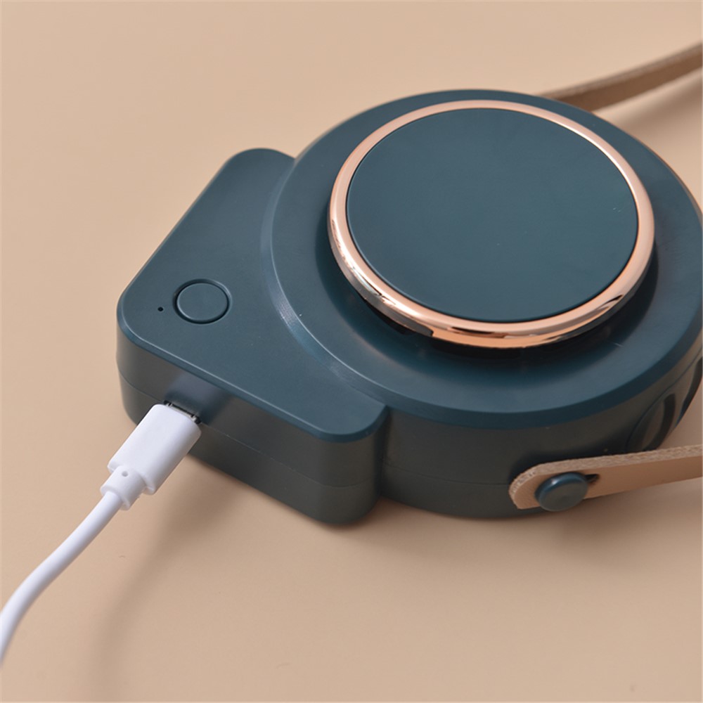 Portable USB Charging No Leaf Mini Cooling Fan Summer Hanging Neck Desktop Quiet Fan Cooler - Green-9