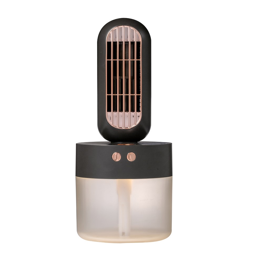 V8 Mini Desktop Air Conditioning Water Cooling Fan USB Rechargeable Summer Home Humidifier Air Cooler with Night Light - Black-1