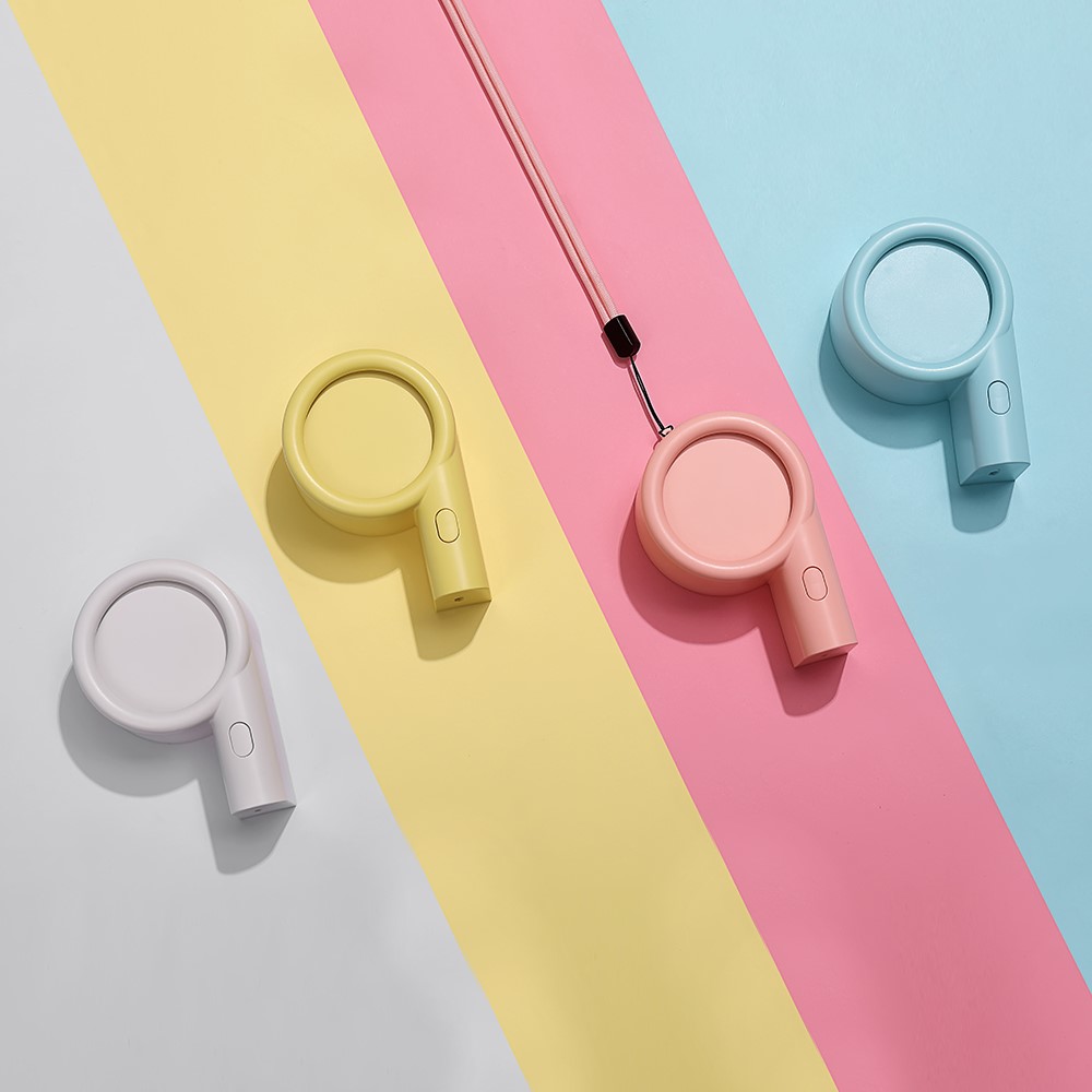 A9 Cute Whistle Shape Mini Handheld Desktop Cooling Fan Summer USB Charging Fan Cooler with Neck Rope - Pink-10