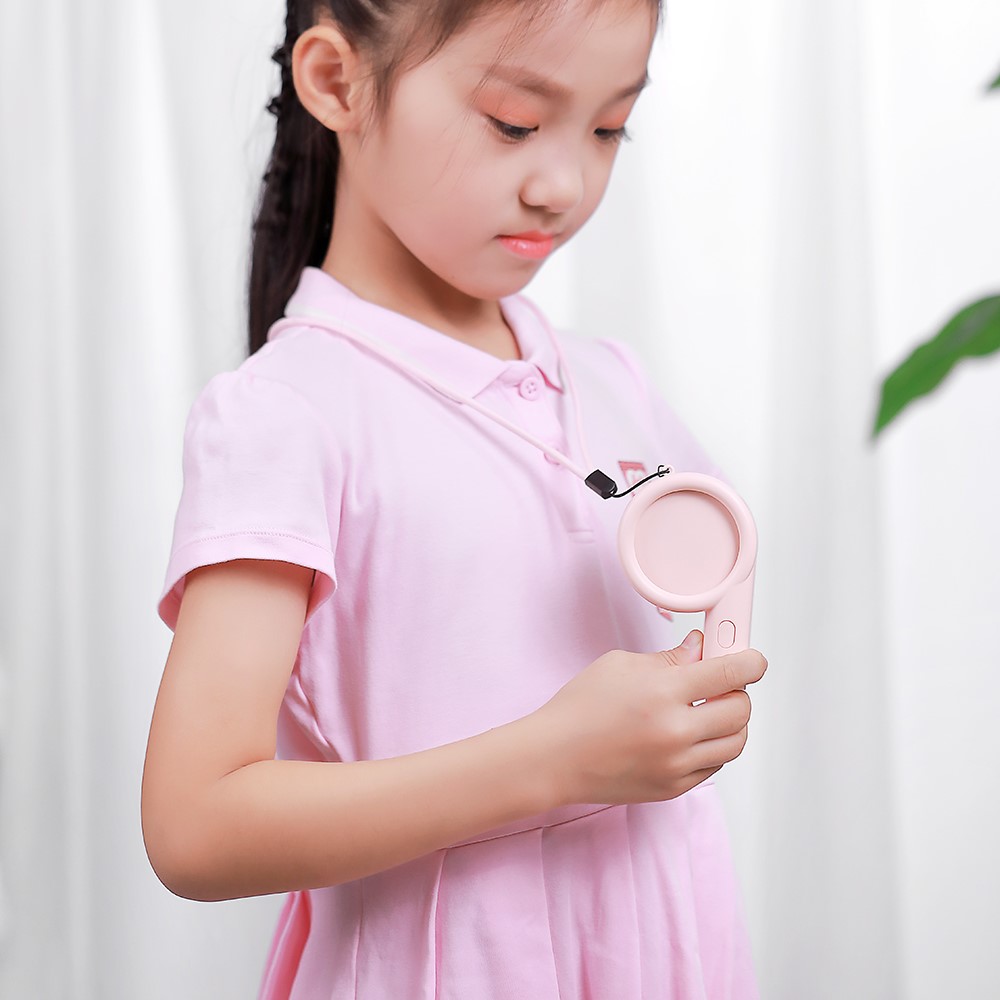 A9 Cute Whistle Shape Mini Handheld Desktop Cooling Fan Summer USB Charging Fan Cooler with Neck Rope - Pink-3