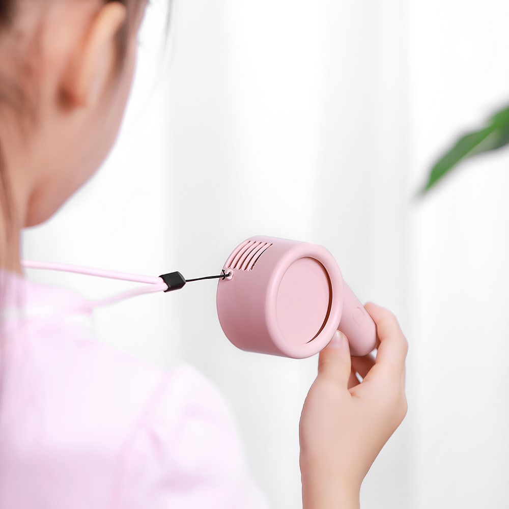 A9 Cute Whistle Shape Mini Handheld Desktop Cooling Fan Summer USB Charging Fan Cooler with Neck Rope - Pink-4