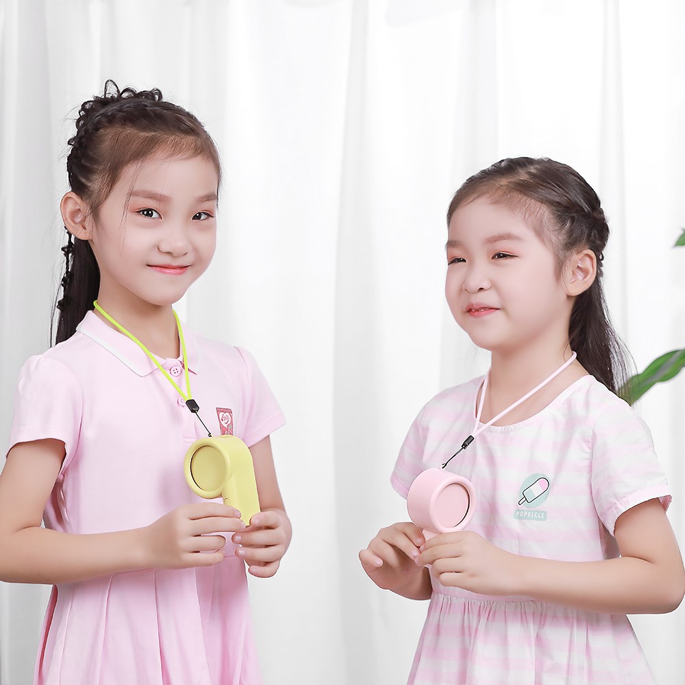 A9 Cute Whistle Shape Mini Handheld Desktop Cooling Fan Summer USB Charging Fan Cooler with Neck Rope - Pink-5