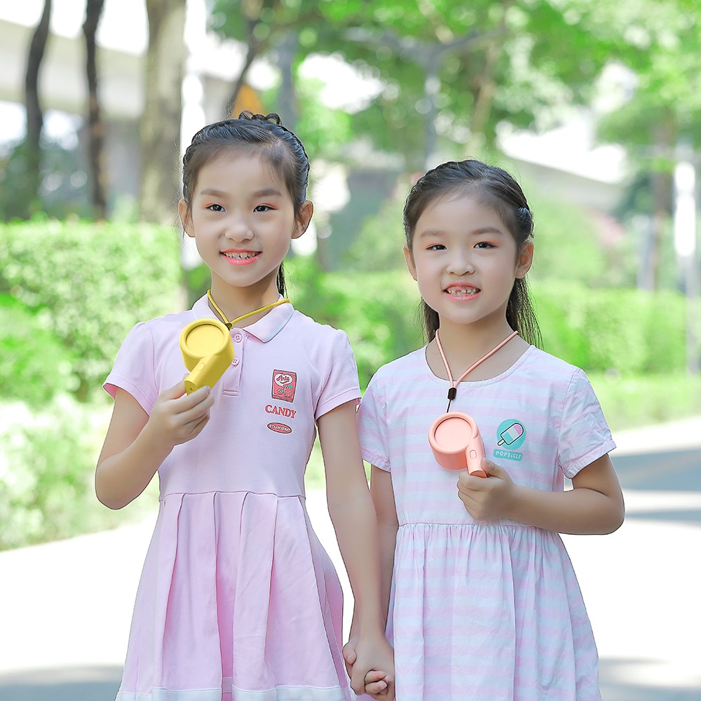 A9 Cute Whistle Shape Mini Handheld Desktop Cooling Fan Summer USB Charging Fan Cooler with Neck Rope - Pink-7