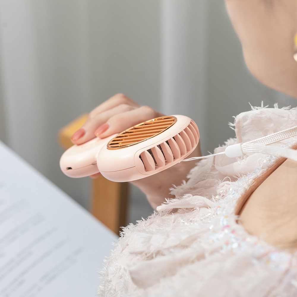 A28 Portable Mini Handheld Desktop Cooling Fan Summer USB Charging Silent Fan Cooler with Neck Rope - Pink-3