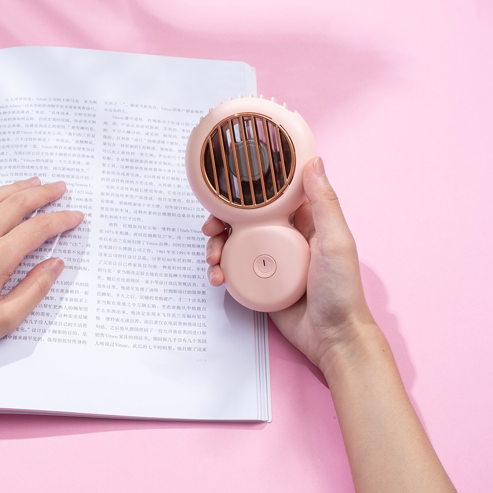 A28 Portable Mini Handheld Desktop Cooling Fan Summer USB Charging Silent Fan Cooler with Neck Rope - Pink-4