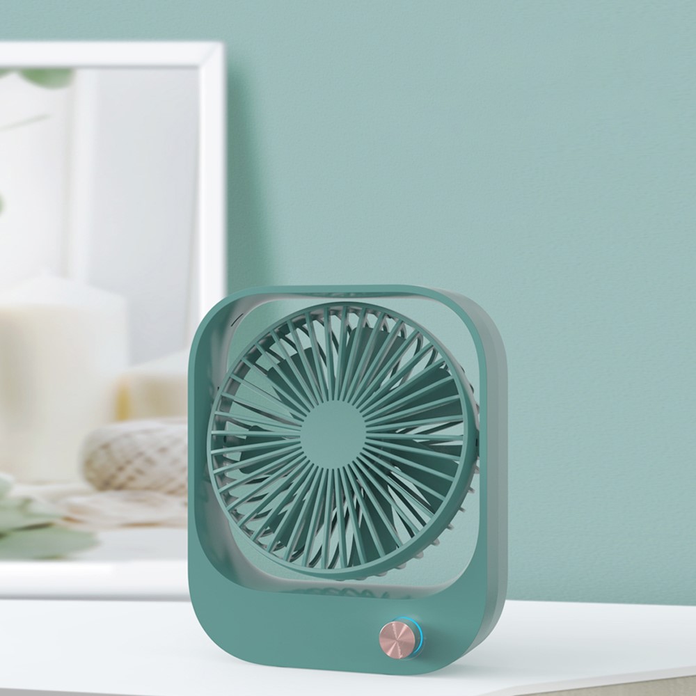 F40 Mini Summer USB Rechargeable Rotation Stepless Speed Desktop Fan Cooler Home Office Cooling Fan - Green-2