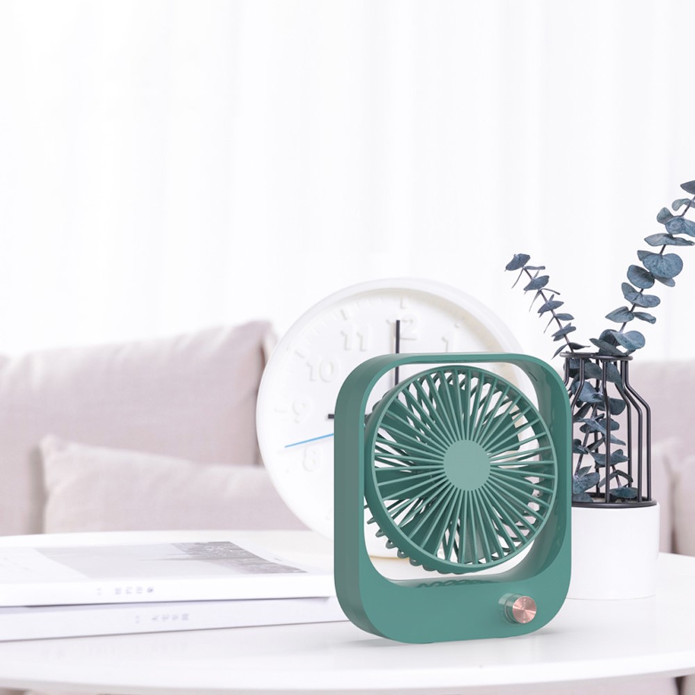 F40 Mini Summer USB Rechargeable Rotation Stepless Speed Desktop Fan Cooler Home Office Cooling Fan - Green-3