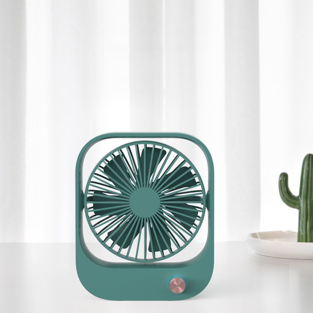 F40 Mini Summer USB Rechargeable Rotation Stepless Speed Desktop Fan Cooler Home Office Cooling Fan - Green-4
