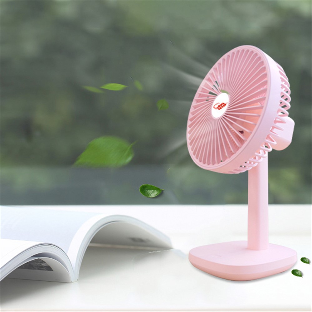 F18 Rechargeable 3-Speed Summer Cooling Fan Office Dormitory Home Desktop Rotating Fan Cooler - Pink-2