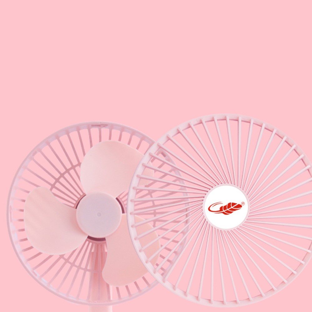 F18 Rechargeable 3-Speed Summer Cooling Fan Office Dormitory Home Desktop Rotating Fan Cooler - Pink-5