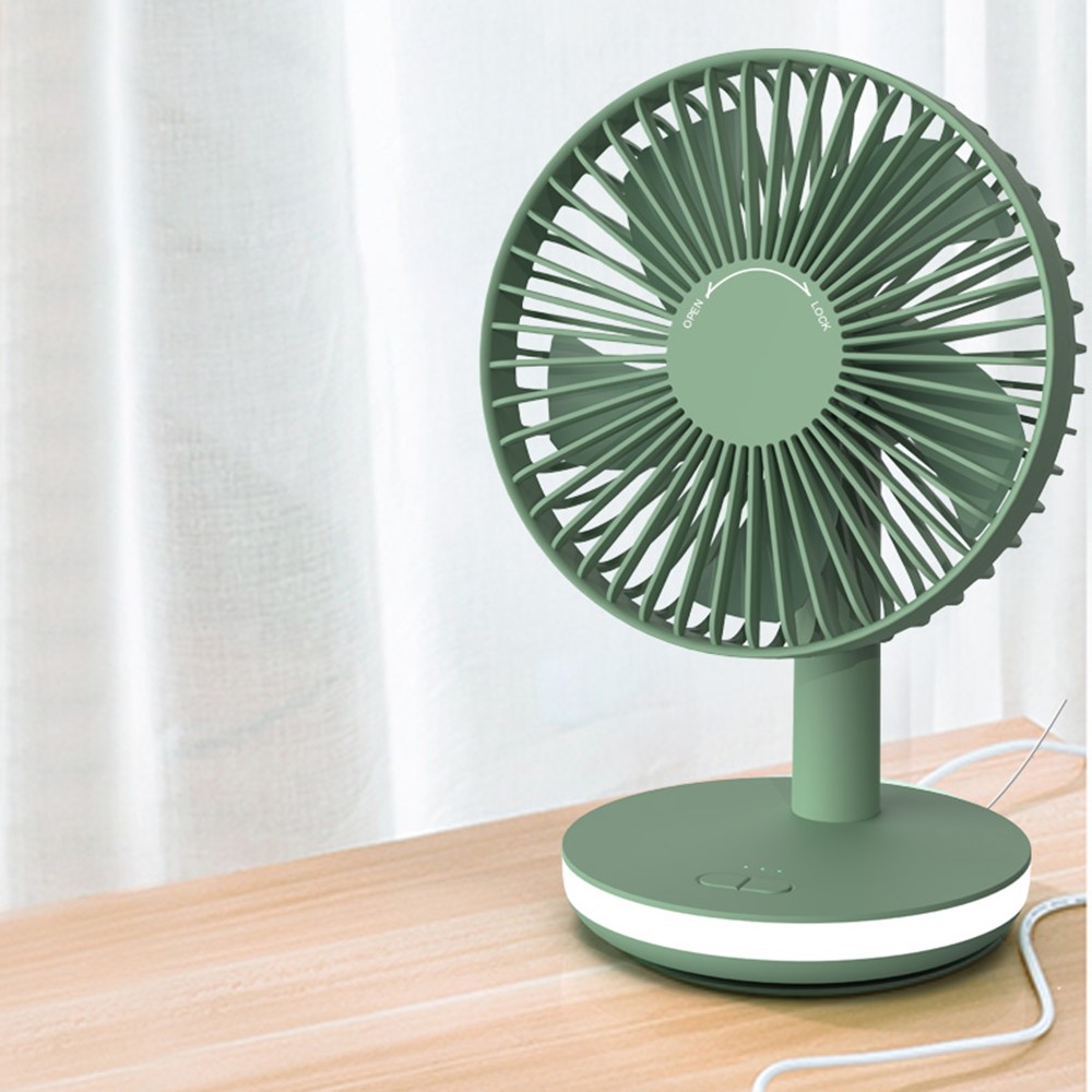 807 USB Desk Fan Adjustable Angle 3 Wind Speeds Table Fan with Night Light - Green-3