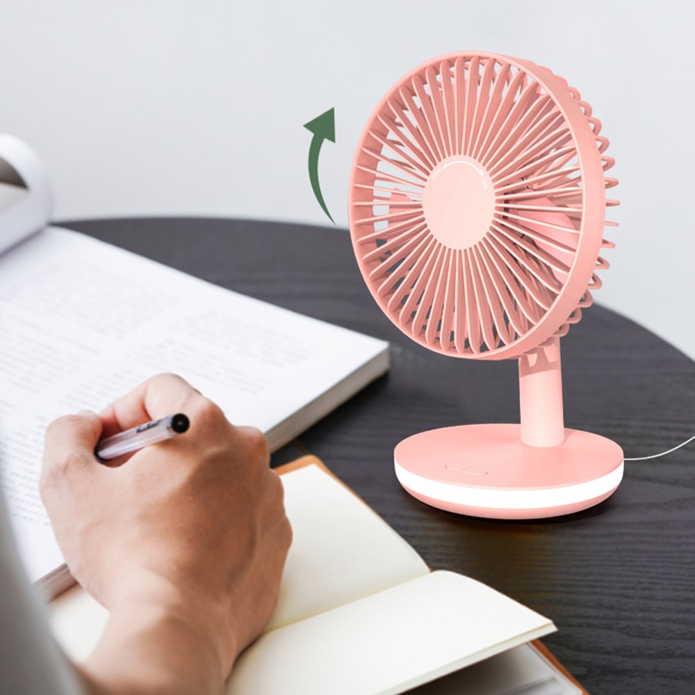 807 USB Desk Fan Adjustable Angle 3 Wind Speeds Table Fan with Night Light - Green-5
