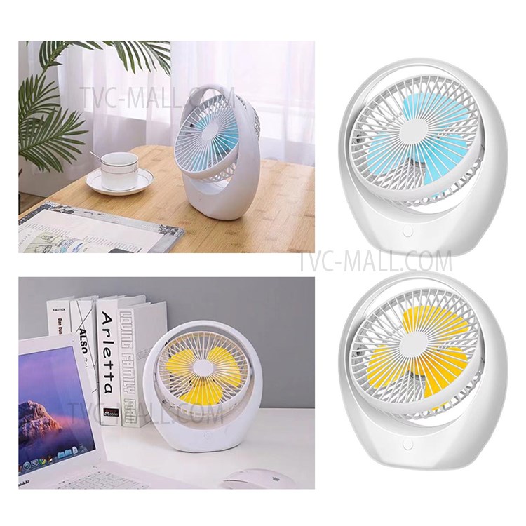 F1 Small Desk Fan Rotating Handheld Cooling Fan Portable Silent Fan with 3 Speeds Adjustable for Home Office - Blue-4
