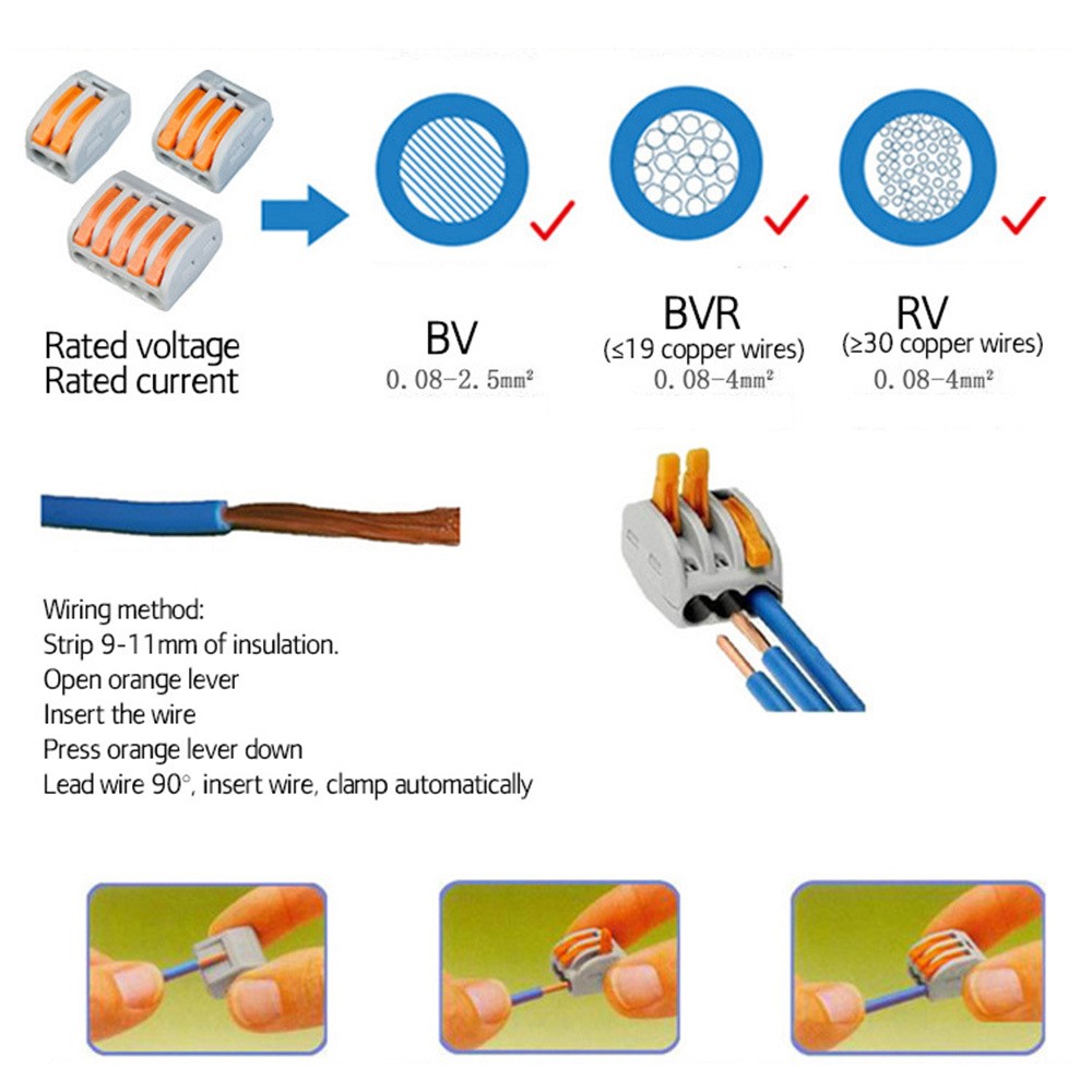 75Pcs PCT-413 3-Port Compact Wire Wiring Connector Fast Connection Lever Conductor Terminal Block-4