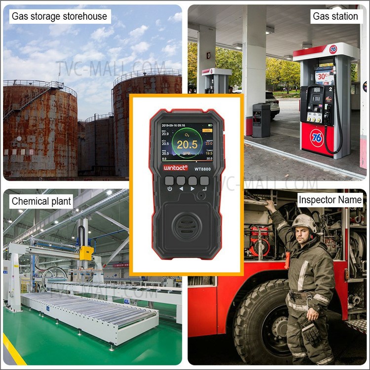WINTACT WT8800 Professional Portable o2 Oxygen Gas Detector Sound Light Vibration Alarm Meter-3