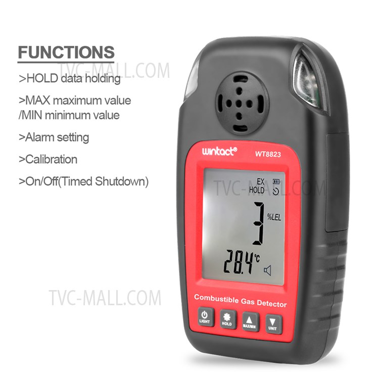 WINTACT WT8823 Combustible Gas Alarm Detector Flammable Gas Leakage Monitor Digital LCD Display Gas Leak Analyzer-4
