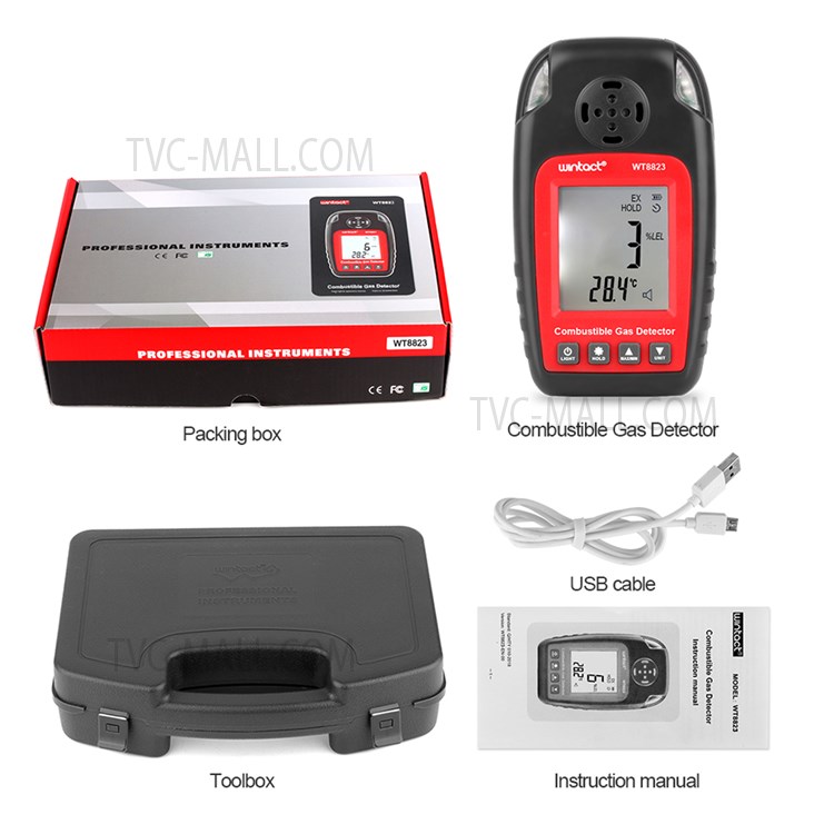 WINTACT WT8823 Combustible Gas Alarm Detector Flammable Gas Leakage Monitor Digital LCD Display Gas Leak Analyzer-9