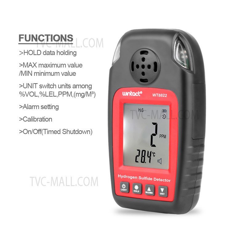 WINTACT WT8822 Hydrogen Sulfide Detector H2S Gas Sensor High Sensitive Poisoning Alarm Tester-6