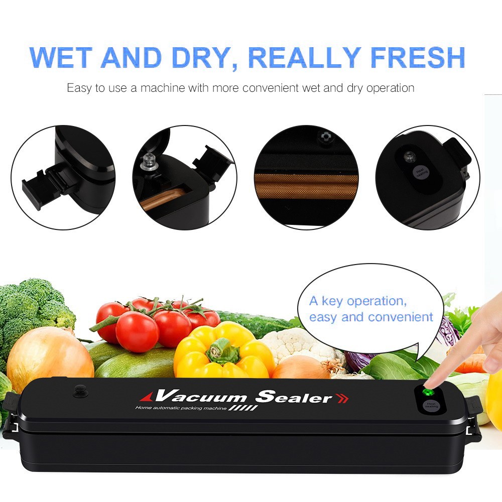 Vacuum Sealer Machine Automatic Vacuum Air Food Sealing for Food Preservation Automatic Vacuum Sealing Machine with Powerful Suction Dry/Wet Modes - UK Plug-6