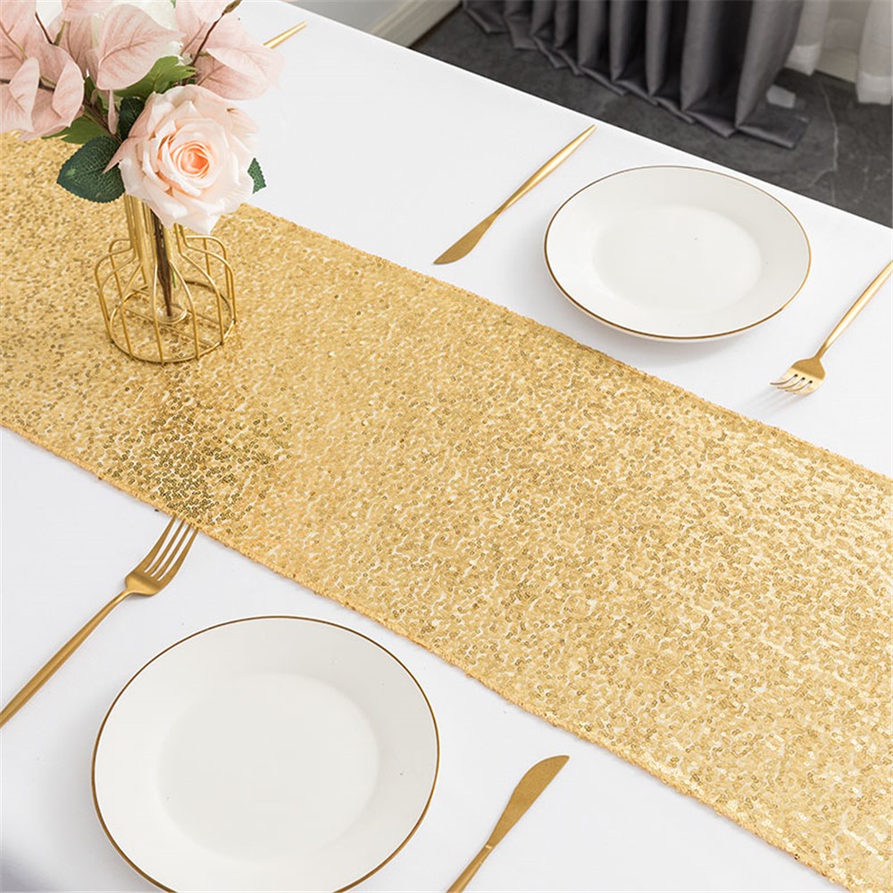 Nordic Style Farkly Pailletten Esstischtuch Tischläufer Für Hochzeiten Party Home Dekoration, 30x120 cm - Gold-3