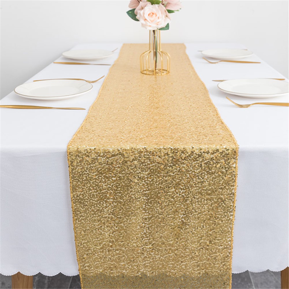 Nordic Style Farkly Pailletten Esstischtuch Tischläufer Für Hochzeiten Party Home Dekoration, 30x120 cm - Gold-4