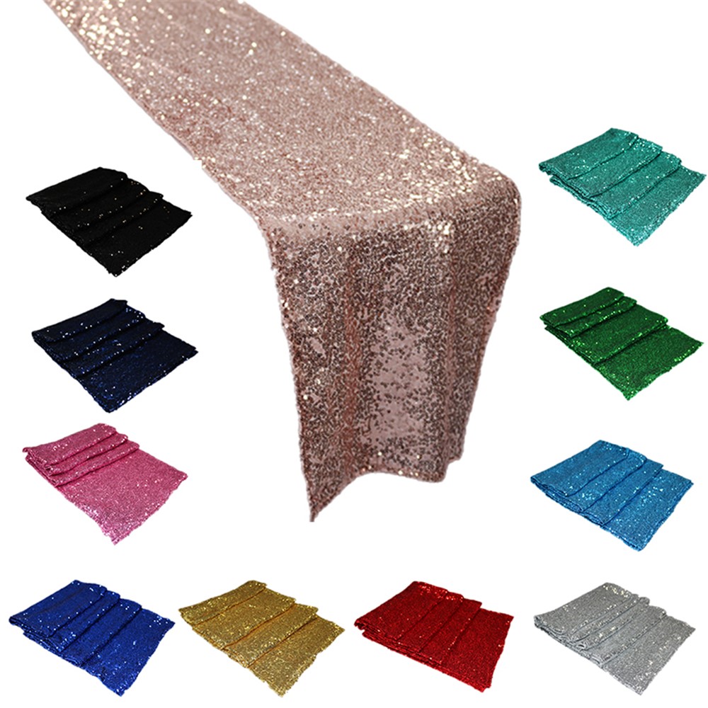 Nordic Style Sparkly Sequin Dining Table Cloth Table Runners for Weddings Party Home Decoration, 30x120cm - Gold-6