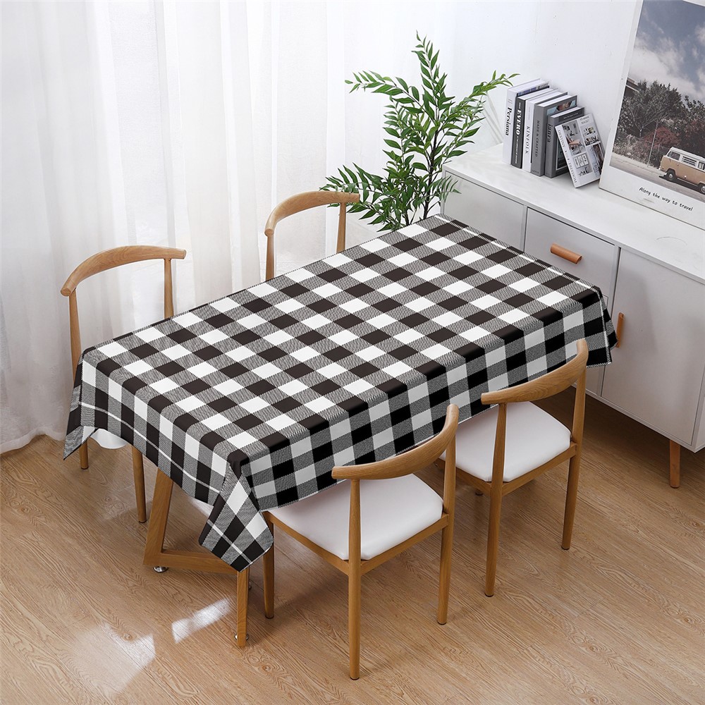 140x210cm Christmas Plaid Printed Dustproof Tablecloth Rectangular Dining Table Cover Party Decoration - Style 2-1