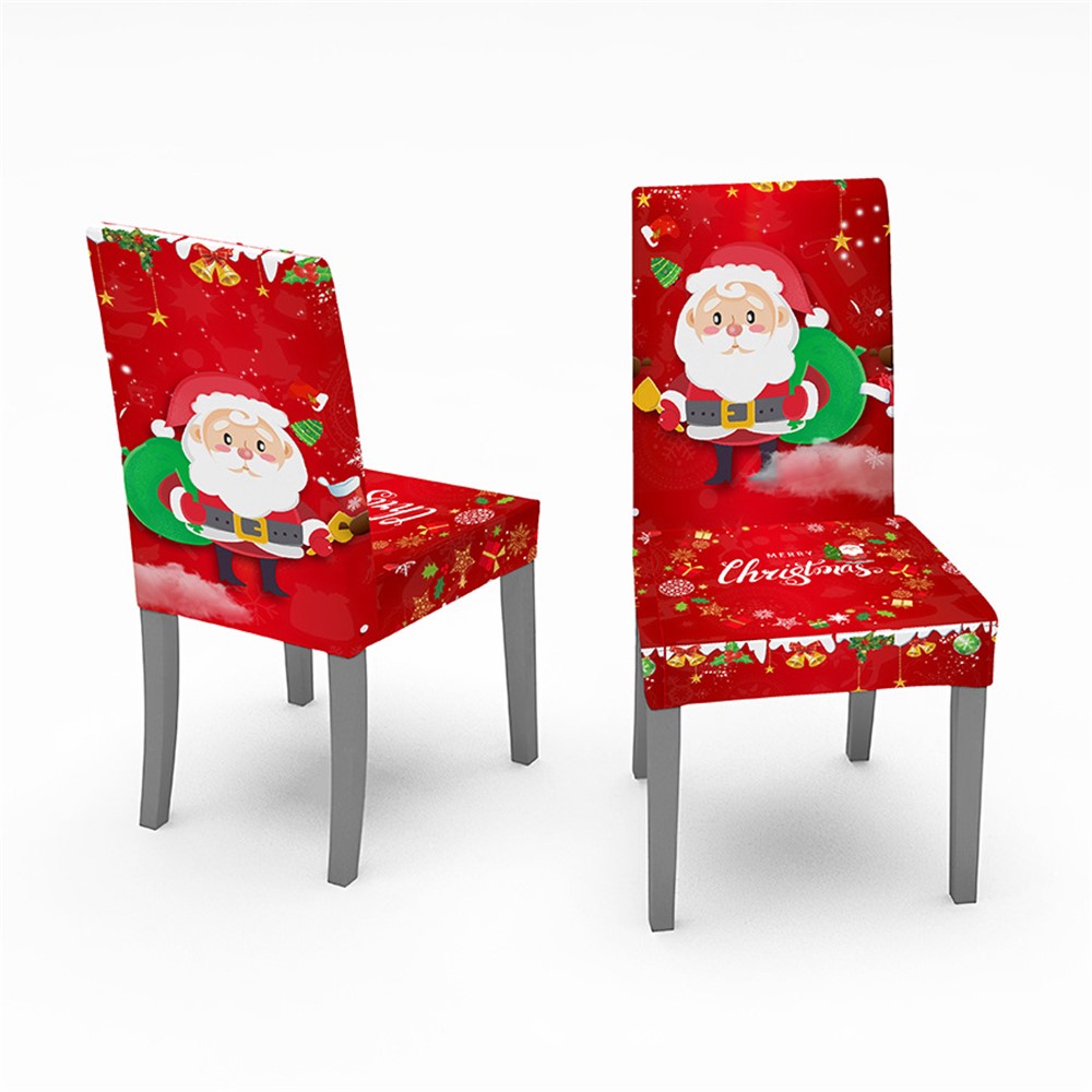 Christmas Style Elastic Chair Cover Xmas New Year Festival Home Decoration - Red/Santa Claus-1