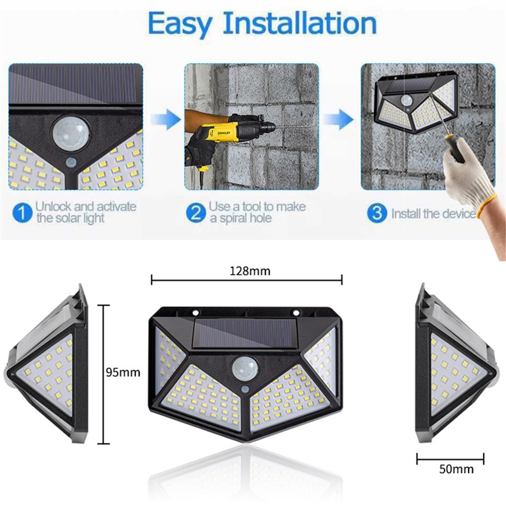 E-SMARTER Waterproof 100 LED Solar Powered Garden Light Outdoor Solar Lamp with Motion Sensor-6