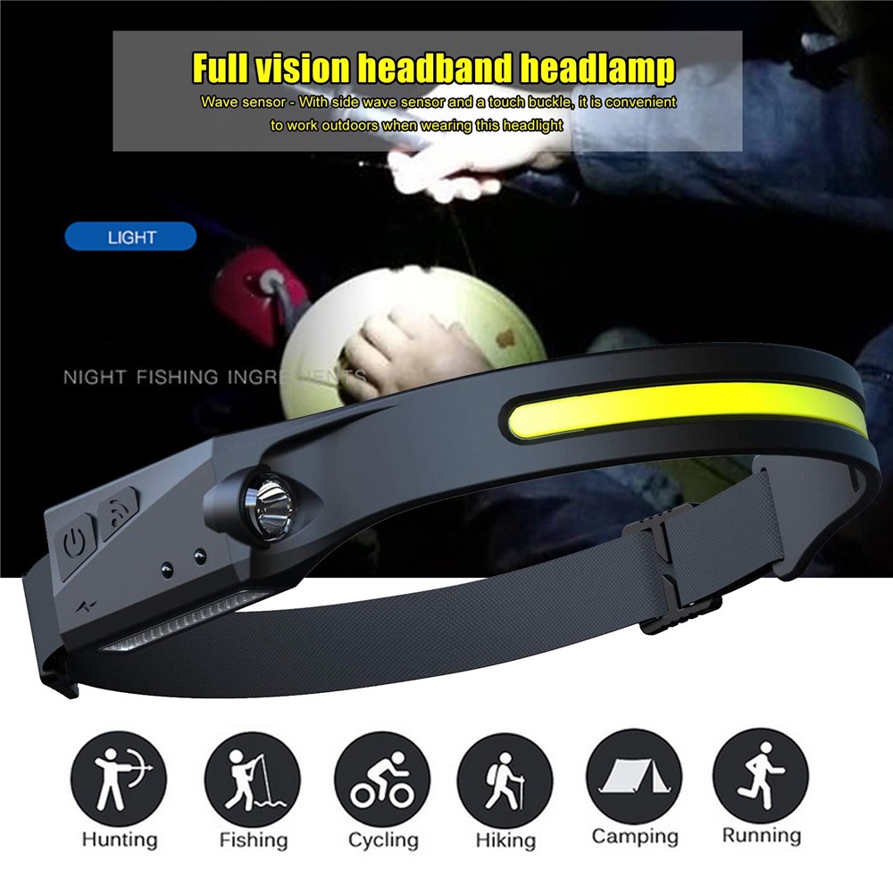 COB LED Wave Sensor Headlight Flashlight Head-mounted Front Light for Safety Warning Head Lamp-4