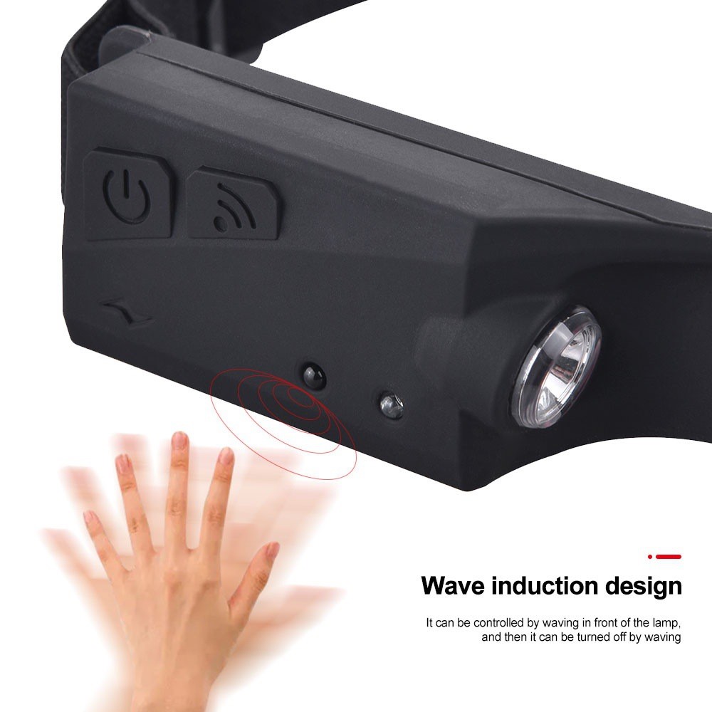 COB LED Wave Sensor Headlight Flashlight Head-mounted Front Light for Safety Warning Head Lamp-7
