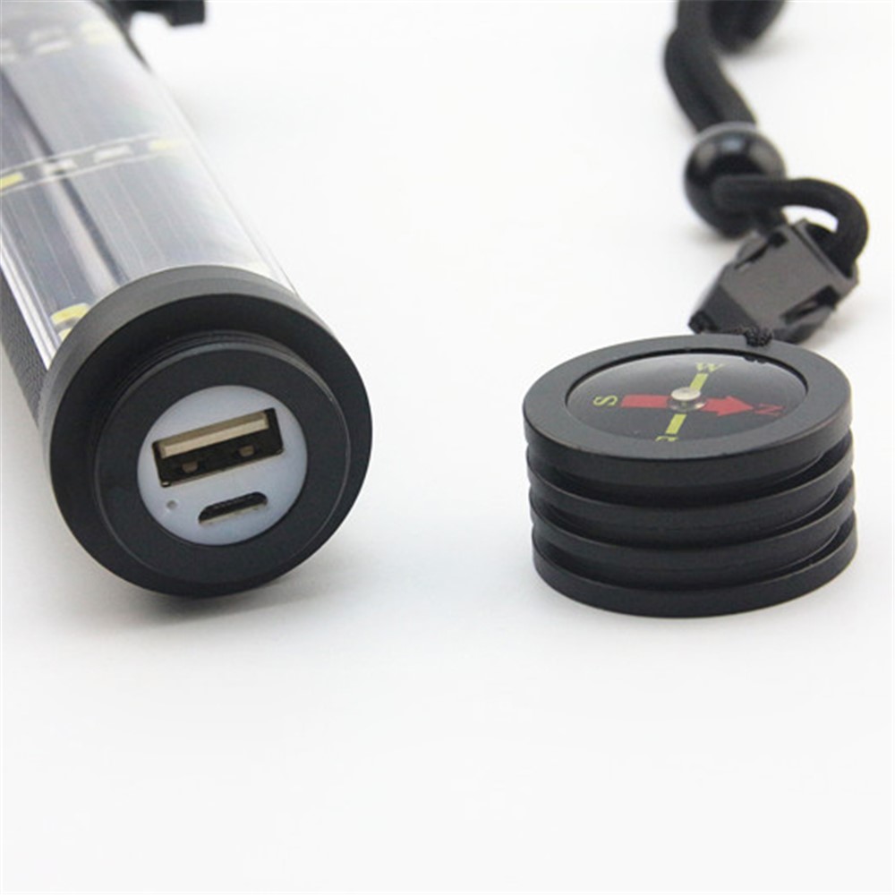 T09-2 Multi-Functional Emergency Car Flashlight Fire Rescue Solar Strong Light Flashlight - Black-10