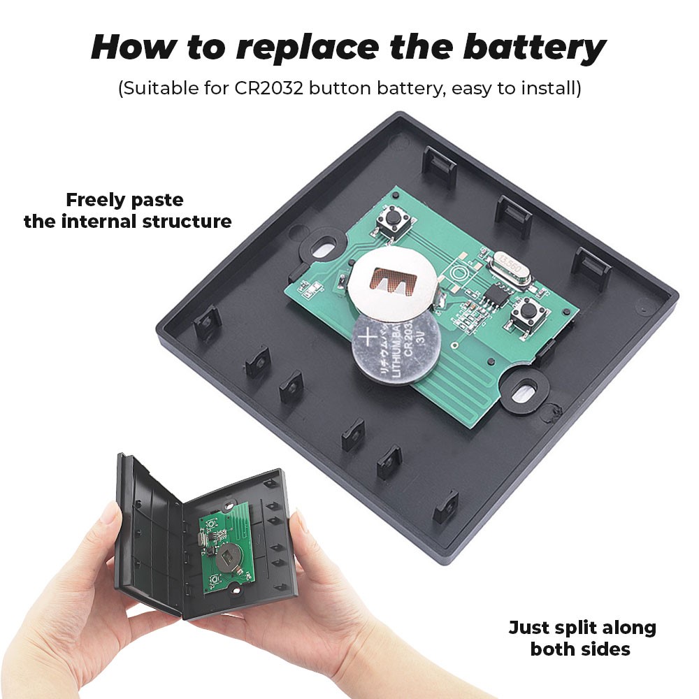 WHK-S2 WiFi Push Button Light Switch Wireless RF 433Mhz Wall Relay Timer for Amazon Alexa Google Home - Black-4
