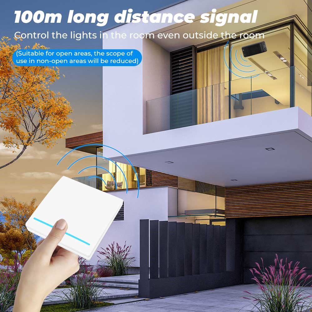 WHK-S2 WiFi Push Button Light Switch Wireless RF 433Mhz Wall Relay Timer for Amazon Alexa Google Home - Black-9