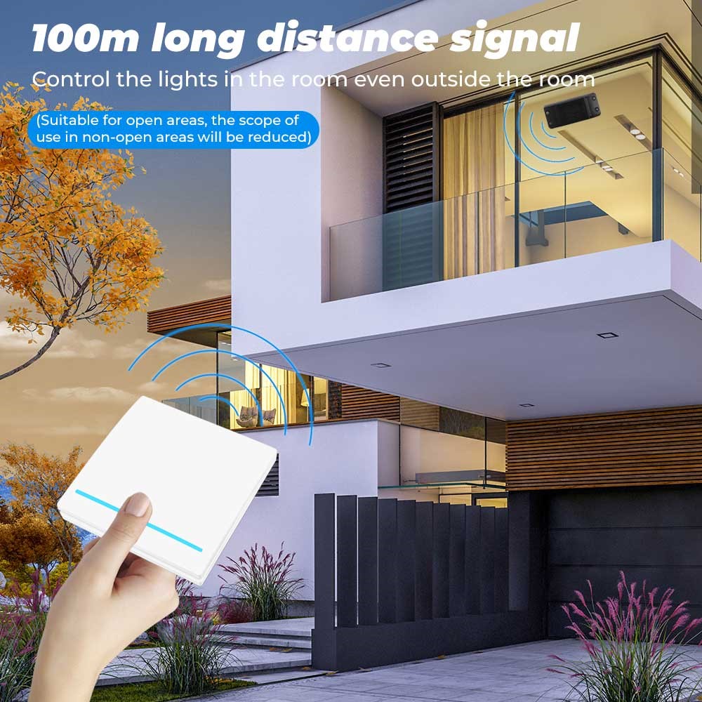 Smatrul WiFi Smart Home 2-Gang 2 Interruptores Aplicación Control De Voz Inalámbrico RF433MHZ 2 Controles Remotos Sistema De Temporizador - Blanco-9