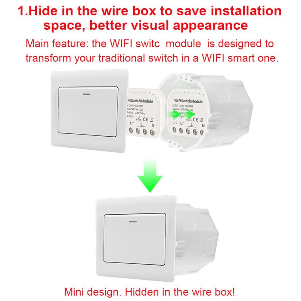 EW-WIFI-S01 16A WiFi DIY Switch Aplicación Control Remoto Admite El Módulo De Automatización Del Hogar Inteligente De Control De 2 Vías-4