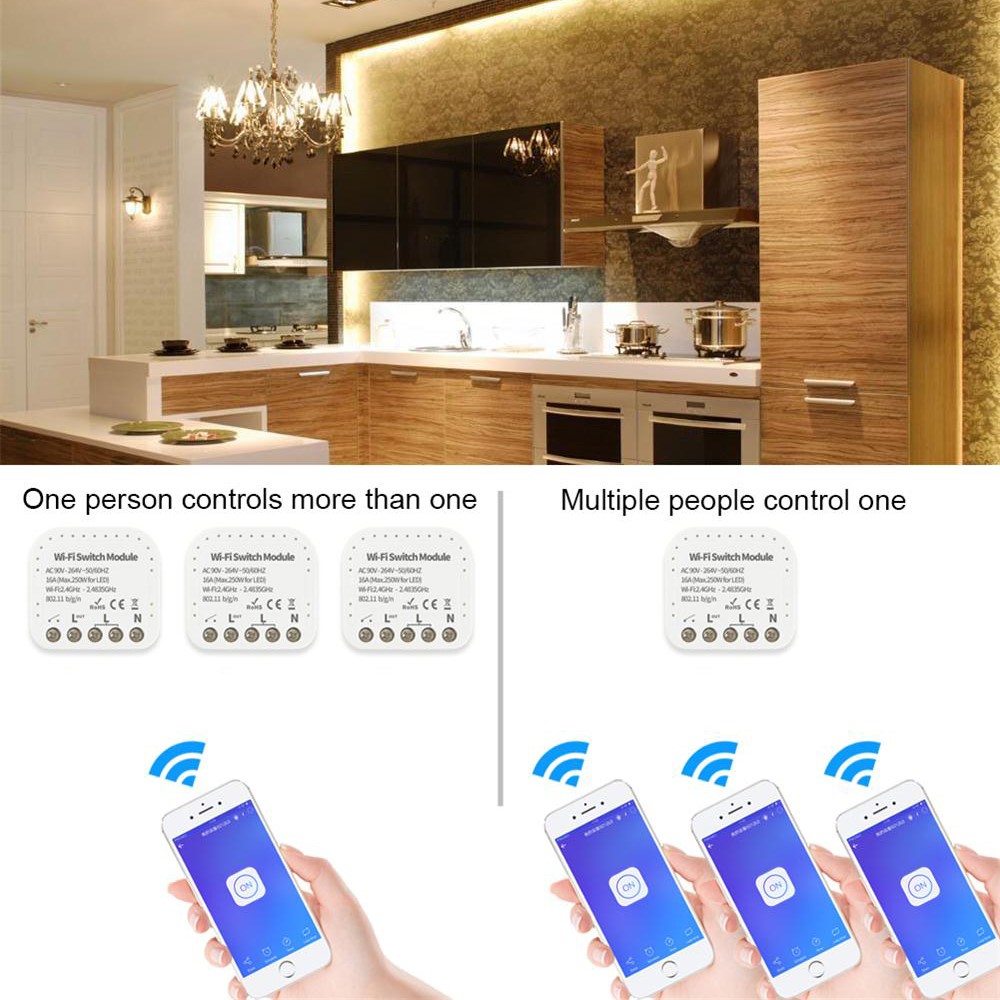 EW-WIFI-S01 16A WiFi DIY Switch Aplicación Control Remoto Admite El Módulo De Automatización Del Hogar Inteligente De Control De 2 Vías-8